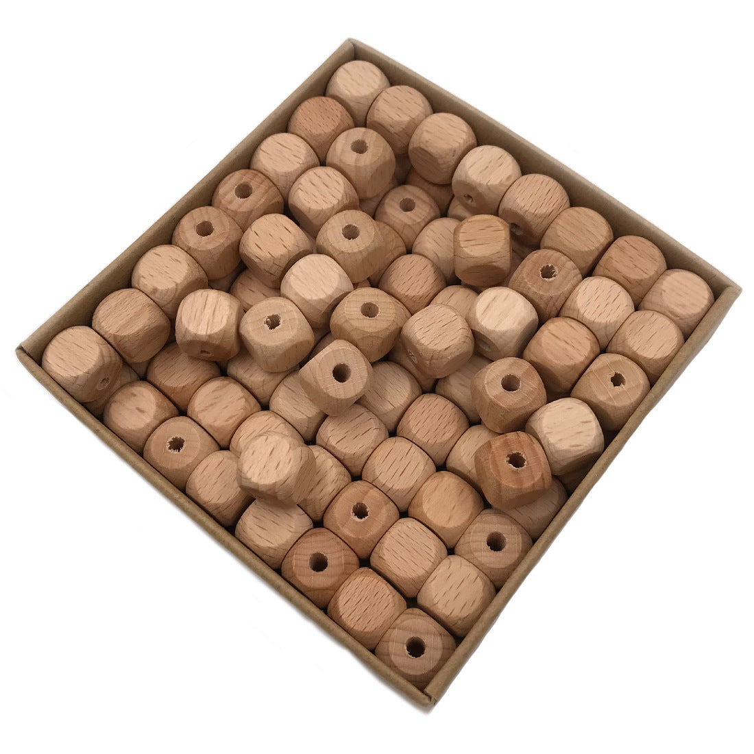 Wholesale 10pcs 1.2cm Dice Beech Wood Beads with Holes